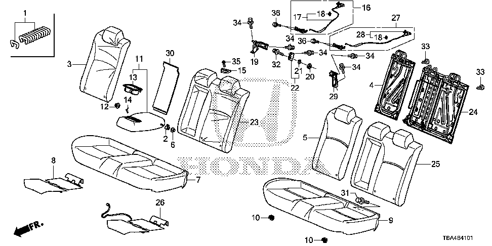 82534-TBA-A81 - HEATER, L. RR. SEAT CUSHION