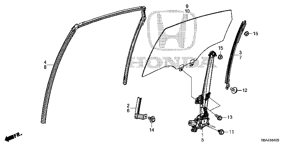 72730-TBA-A01 - SASH, R. RR. DOOR CENTER (LOWER)