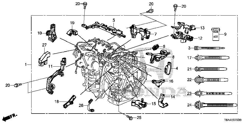 32126-5AA-A00 - HOLDER, ENGINE HARNESS (HEAD)(FR)