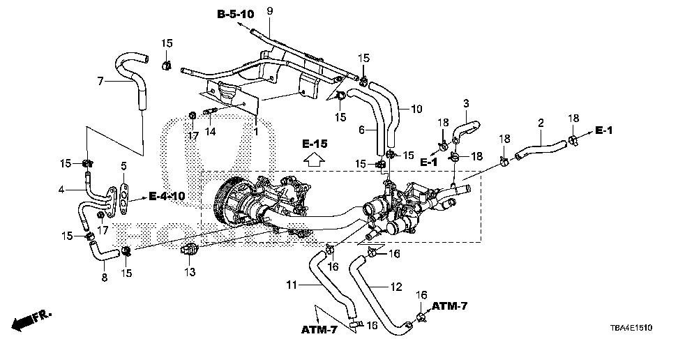19540-5AA-A00 - PIPE, TURBOCHARGER WATER RETURN