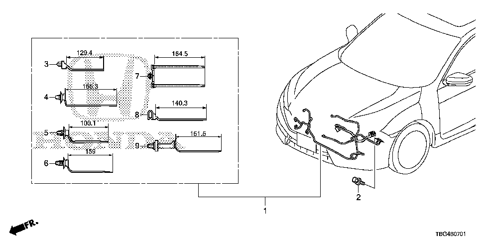 32130-TBC-A10 - WIRE HARNESS, FR. END