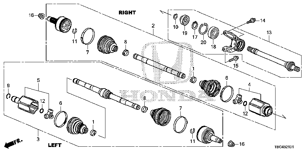 44305-TEX-Y01 - DRIVESHAFT ASSY., R.