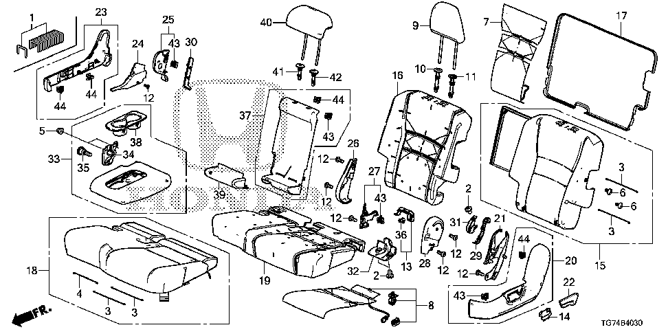 81727-TG7-A41 - PAD, L. MIDDLE SEAT-BACK