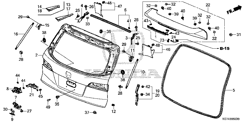 76864-TG7-A01 - TUBE ASSY., TAILGATE