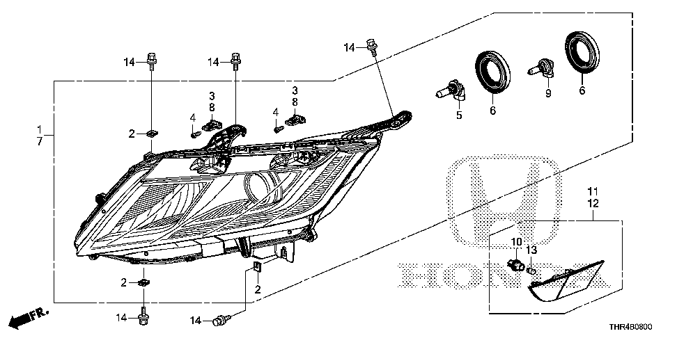 33100-THR-A01 - HEADLIGHT ASSY., R.