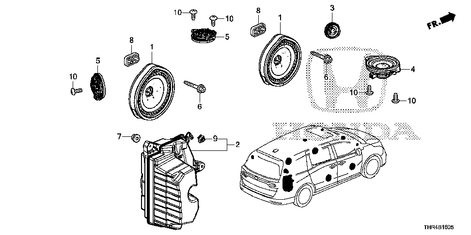 39120-THR-A21 - SPEAKER ASSY., TWEETER (BASE) (PIONEER)