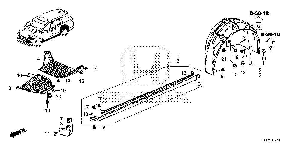 71850-THR-A02 - GARNISH ASSY., L. SIDE SILL