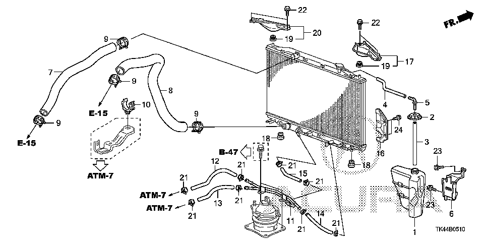 74176-TK4-A00 - BRACKET, L. RADIATOR MOUNTING (UPPER)