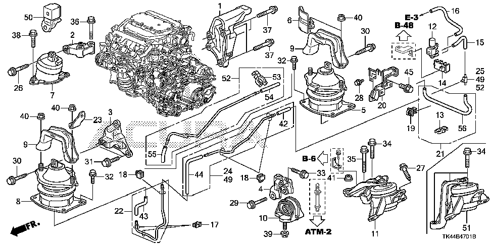 50610-TK5-A00 - BRACKET, RR. ENGINE MOUNTING (4WD)