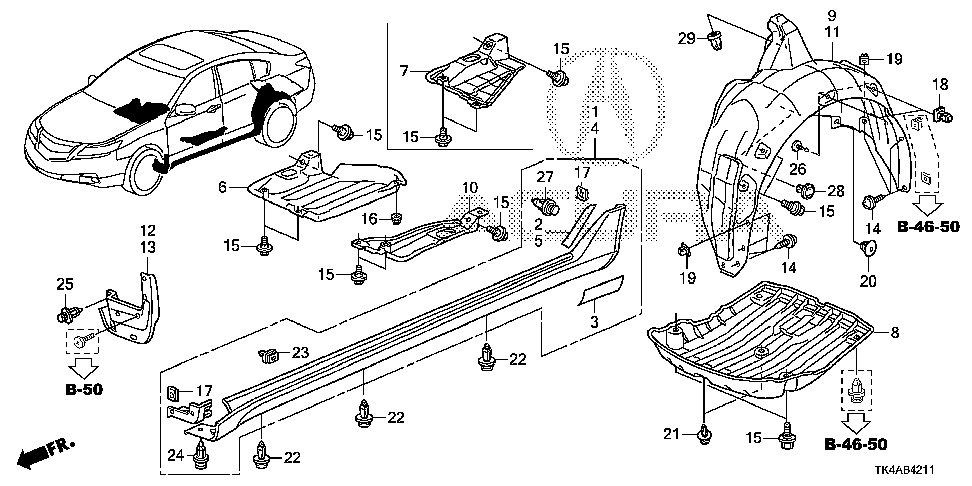 71800-TK4-A00ZQ - GARNISH ASSY., R. SIDE SILL *B588P*(FATHOM BLUE PEARL)