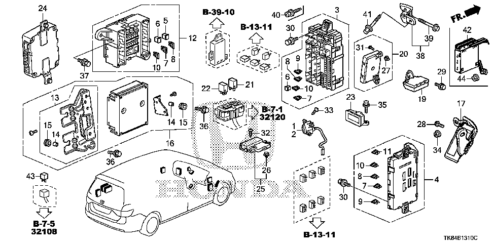 38231-TK8-A10 - BRACKET, RR. JUNCTION BOX