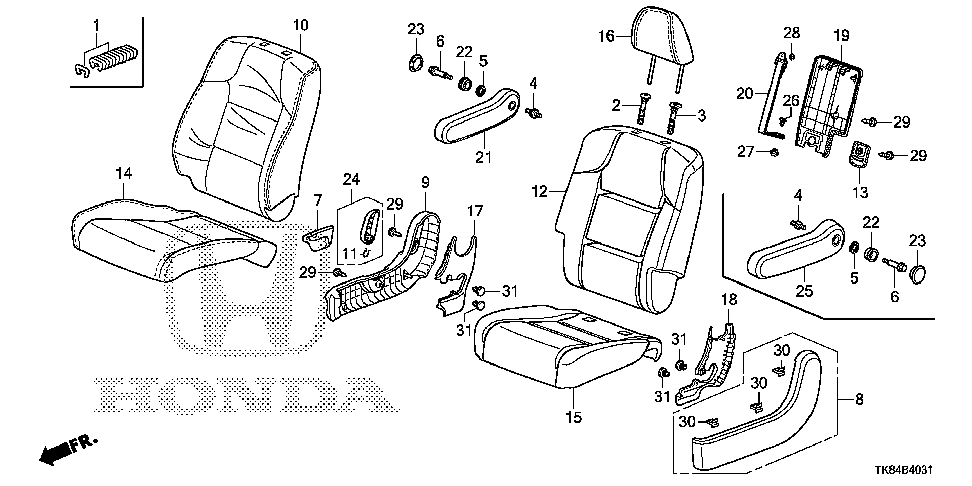 81322-TK8-A21 - PAD, R. MIDDLE SEAT-BACK
