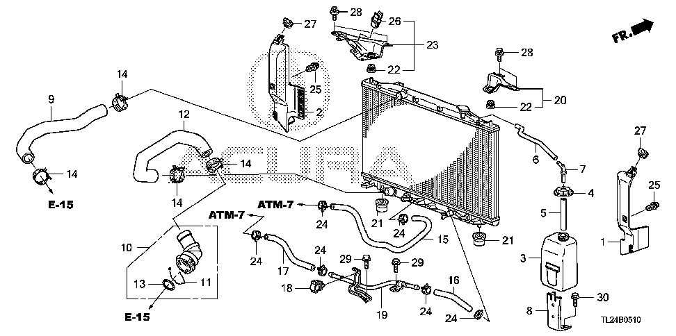 74171-TL1-G00 - BRACKET, R. RADIATOR MOUNTING (UPPER)