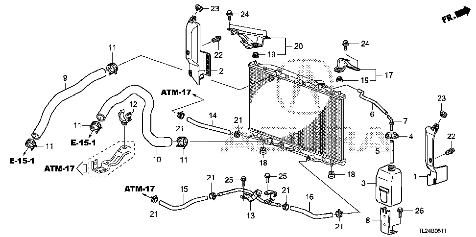 74176-TP1-A00 - BRACKET, L. RADIATOR MOUNTING (UPPER)