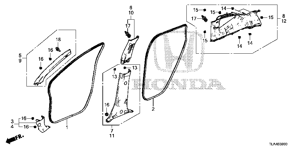 91561-T8N-T01 - CLIP, PILLAR GARNISH