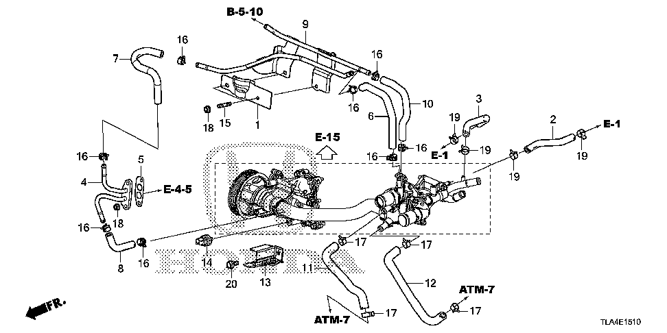 19540-5PA-A00 - PIPE, TURBOCHARGER WATER RETURN