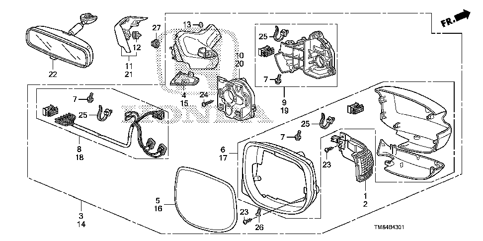 76253-TM8-306 - MIRROR SUB-ASSY., L. (COO)(FLAT)(HEATED)