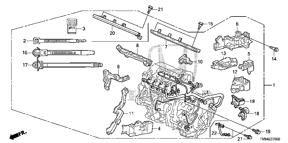 32131-RBJ-000 - HOLDER A, ENGINE HARNESS (LOWER)