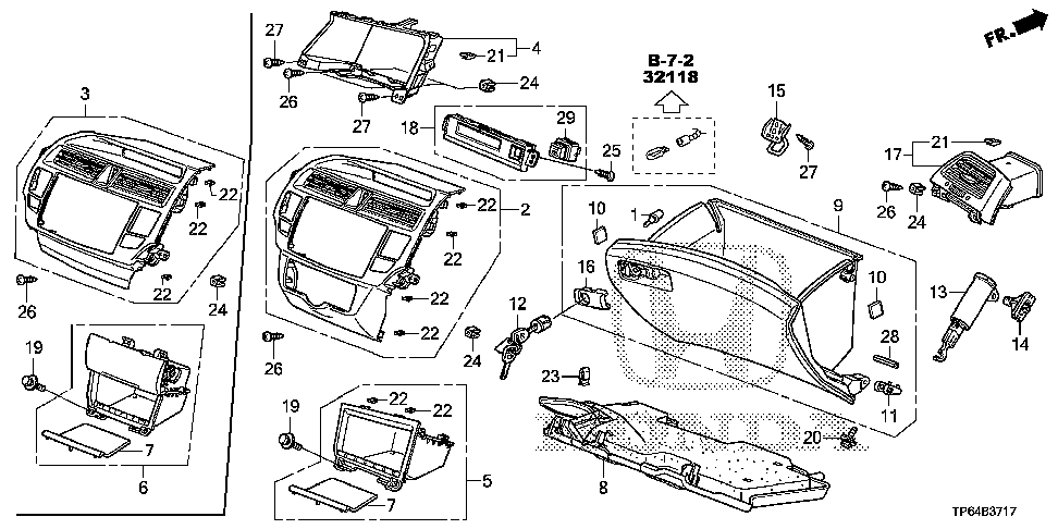 77250-TP6-A21ZB - PANEL ASSY., CENTER *NH693L*(GUN METALLIC)