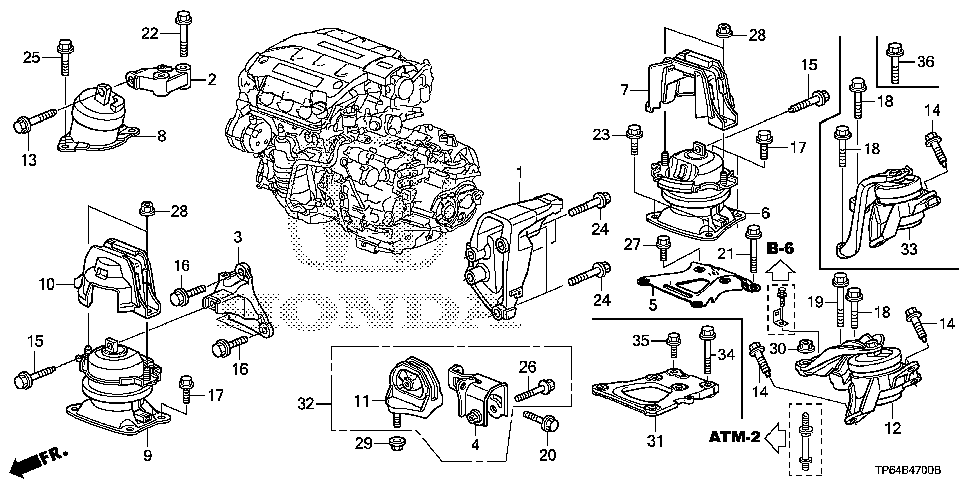 50685-TP6-A01 - BRACKET, ENGINE MOUNTING BASE (UPPER)