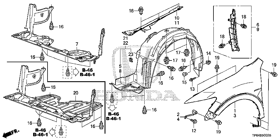 74207-TP6-A00 - GARNISH, L. FR. FENDER