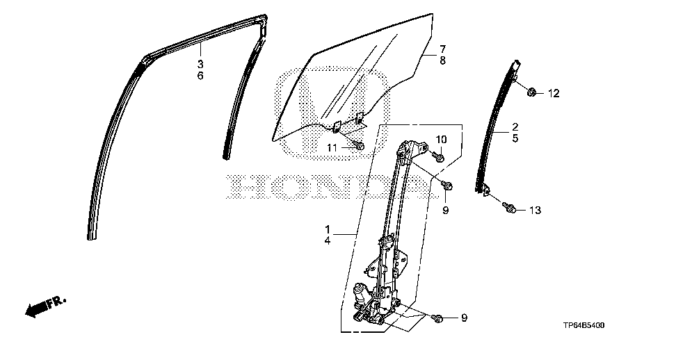 72731-TP6-A01 - SASH, R. RR. DOOR (LOWER)