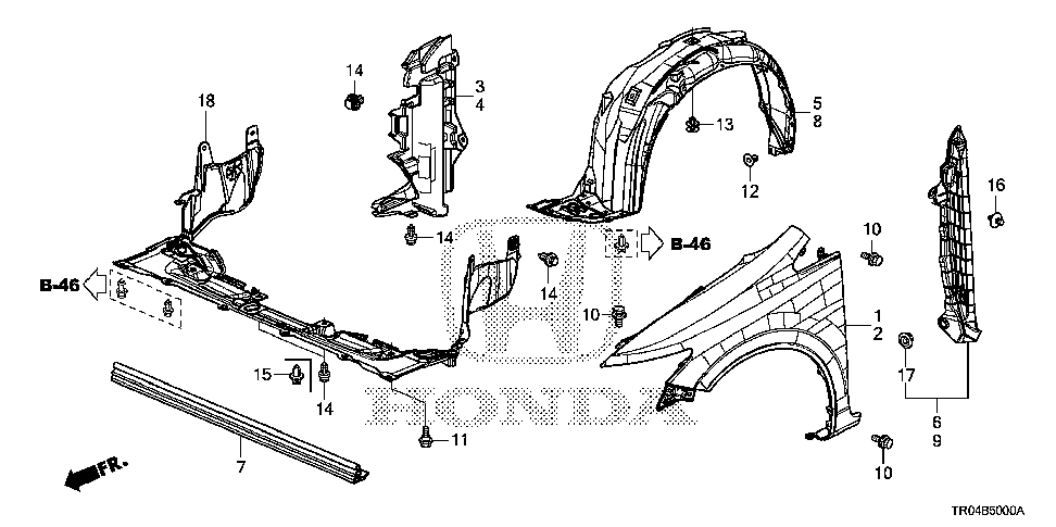 74144-TR0-A01 - RUBBER, FR. BULKHEAD SEAL (LOWER)