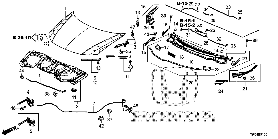 74222-TR0-A00 - LID, L. COWL TOP SIDE