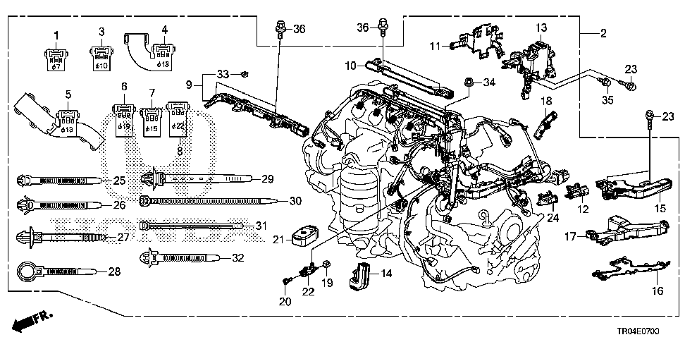 32135-R1A-A00 - HOLDER G, ENGINE HARNESS (LOWER)