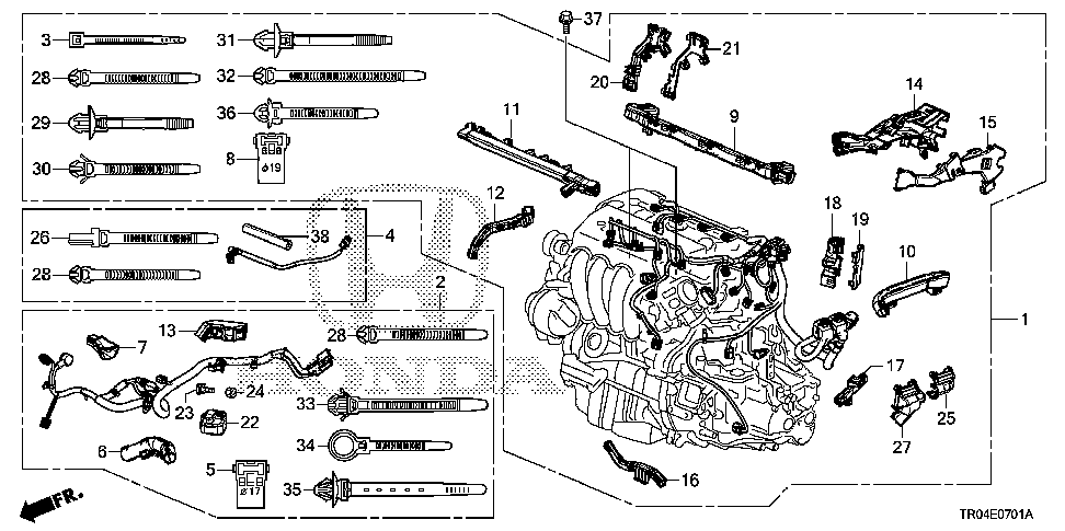 32122-RX0-A00 - HOLDER, ENGINE HARNESS (ECU)