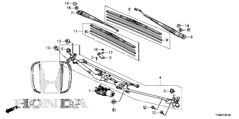 Honda online store : 2013 civic front windshield wiper parts