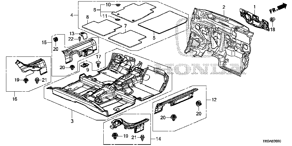 83301-TR6-A31ZA - CARPET ASSY., FLOOR *NH167L*(GRAPHITE BLACK)