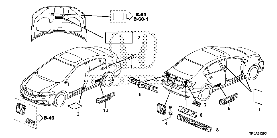 75723-TR7-A01 - EMBLEM, RR. (SI)