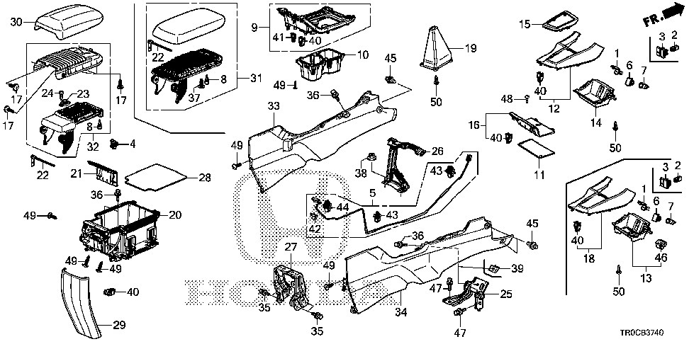 83450-TR6-C21ZC - TOP COAT ASSY., ARMREST *NH167L*(GRAPHITE BLACK)