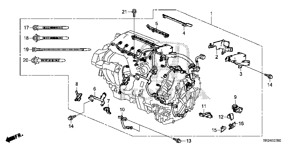 32134-RW0-000 - HOLDER, ENGINE WIRE HARNESS (D)