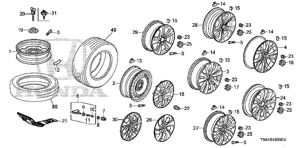 42700-TS8-A91 - DISK, ALUMINUM WHEEL (16X6 1/2J) (DICASTAL)