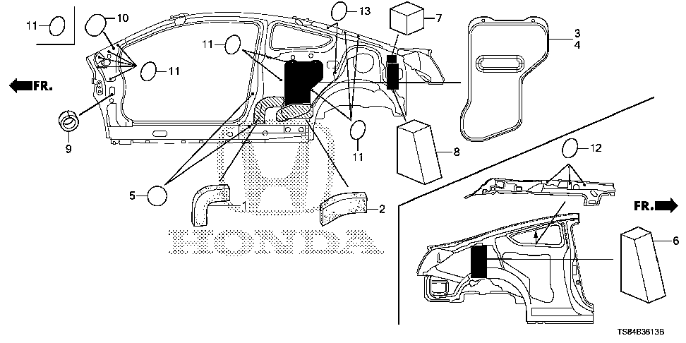 74517-TR6-A00 - INSULATOR, L. RR. INSIDE (LOWER)
