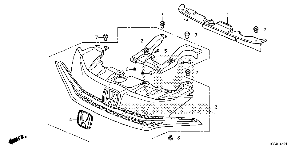 71103-TS8-A50 - DUCT, FR. BUMPER (UPPER)