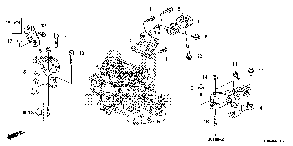 50850-TR6-A71 - MOUNTING, TRANSMISSION (AT)