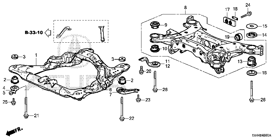 50260-TX4-A01 - RUBBER, FR. SUB-FRAME MOUNTING