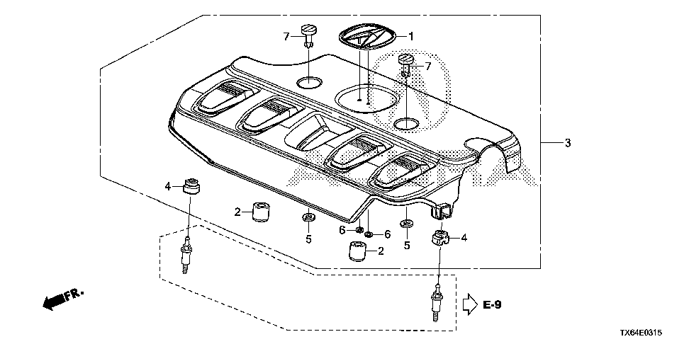 17125-RFE-000 - RUBBER, ENGINE COVER MOUNTING