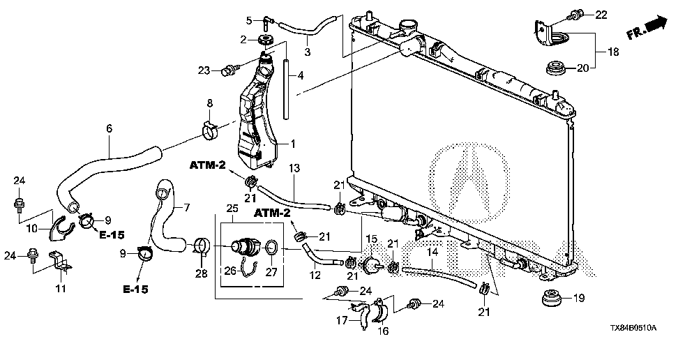19511-RB0-004 - CLIP, WATER HOSE