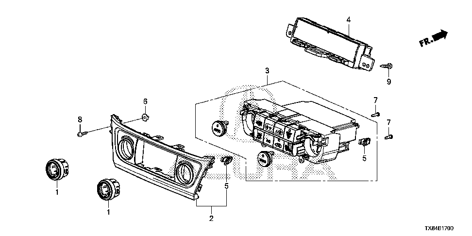 79607-TX8-A41ZA - CONTROL ASSY., AUTO AIR CONDITIONER *NH716L*(PREMIUM BLACK METALLIC)