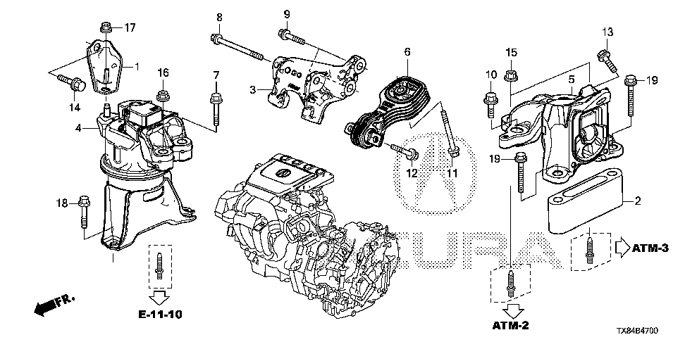 50655-TR2-A90 - BRACKET, TRANSMISSION MOUNTINGBASE (CVT)