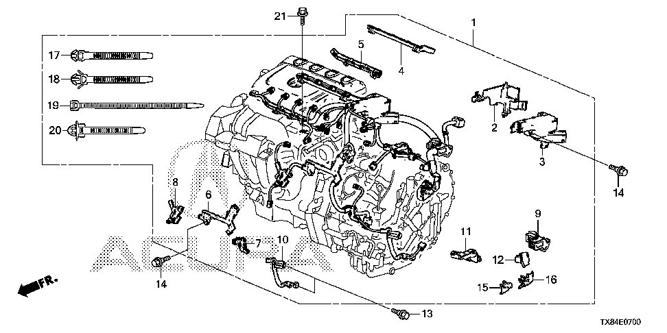 32136-RW0-000 - HOLDER, ENGINE WIRE HARNESS (F)