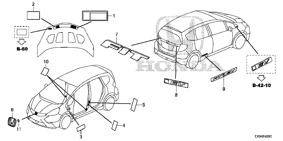 42762-TX9-A00 - PLACARD, SPECIFICATION (USA)