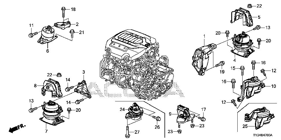 50630-TY3-A01 - BRACKET, FR. ENGINE MOUNTING