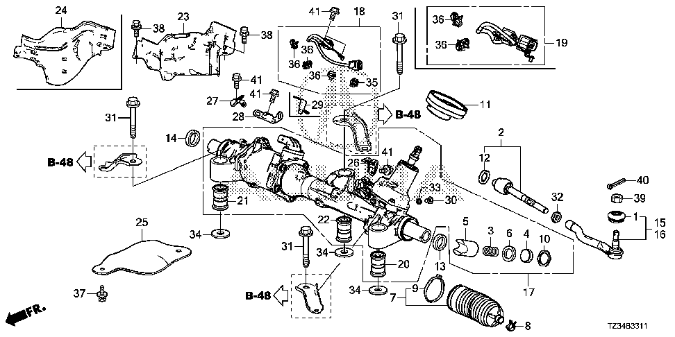 53752-TZ7-A00 - STAY, R. EPS RESOLVER HARNESS CONNECTOR (B)