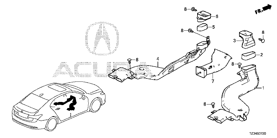 Acura DUCT,L RR HEATER