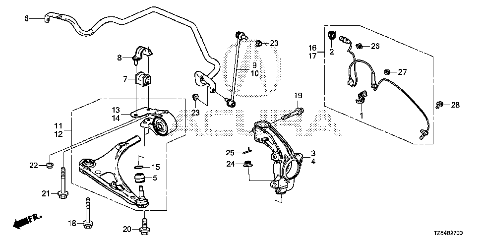51360-TZ5-A01 - ARM, L. FR. (LOWER)